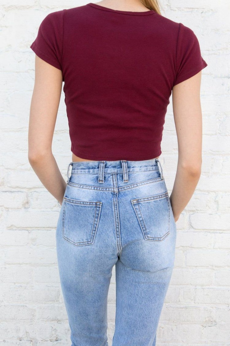 Burgundy Brandy Melville Ashlyn Tops | USA 65320-JOIL