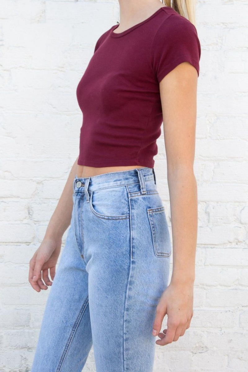 Burgundy Brandy Melville Ashlyn Tops | USA 65320-JOIL