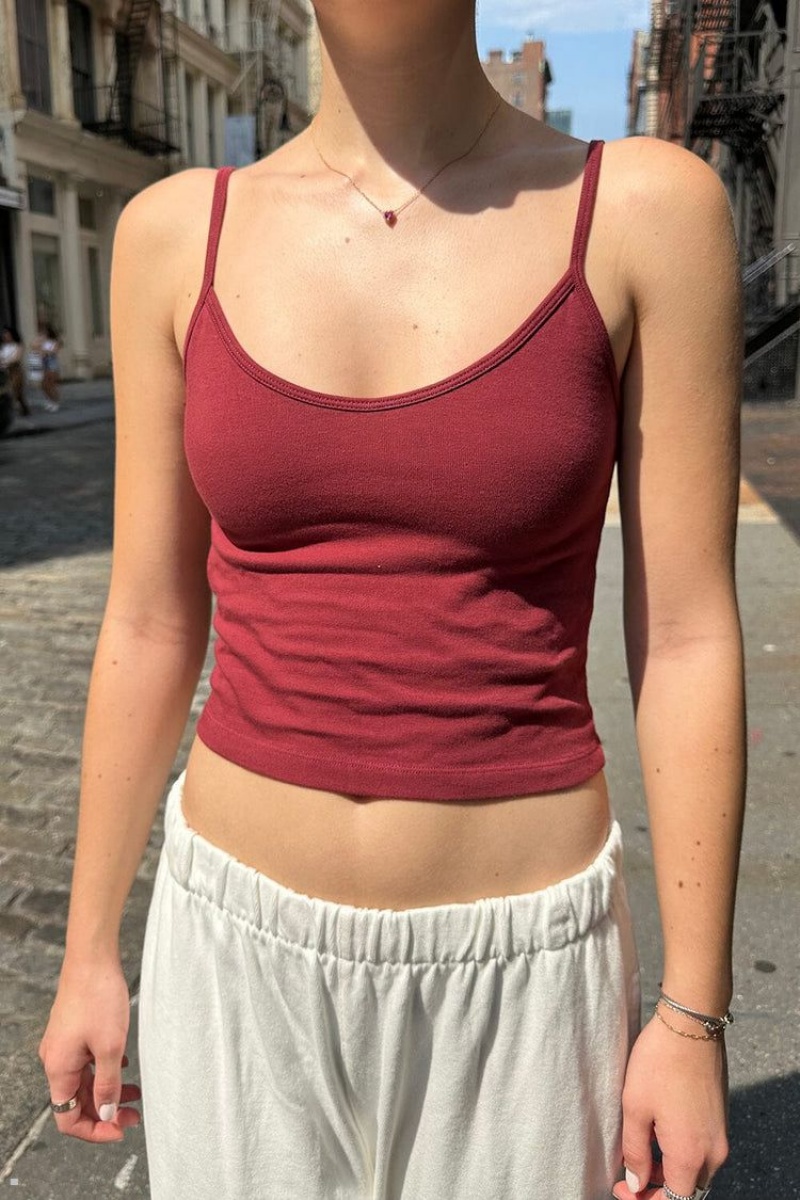 Burgundy Brandy Melville Mirabelle Cropped Tank Tops | USA 50139-JVIS