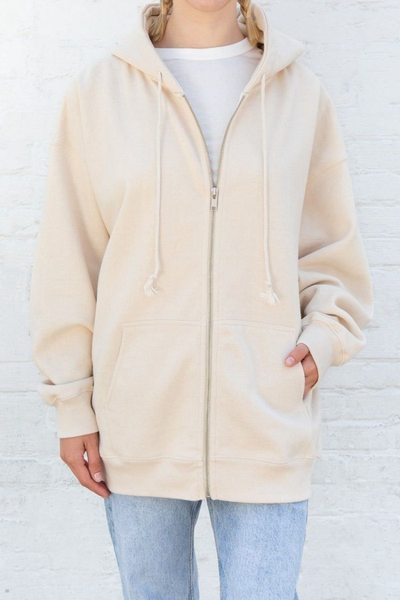 Cream Brandy Melville Christy Hoodie | USA 39471-UZWN