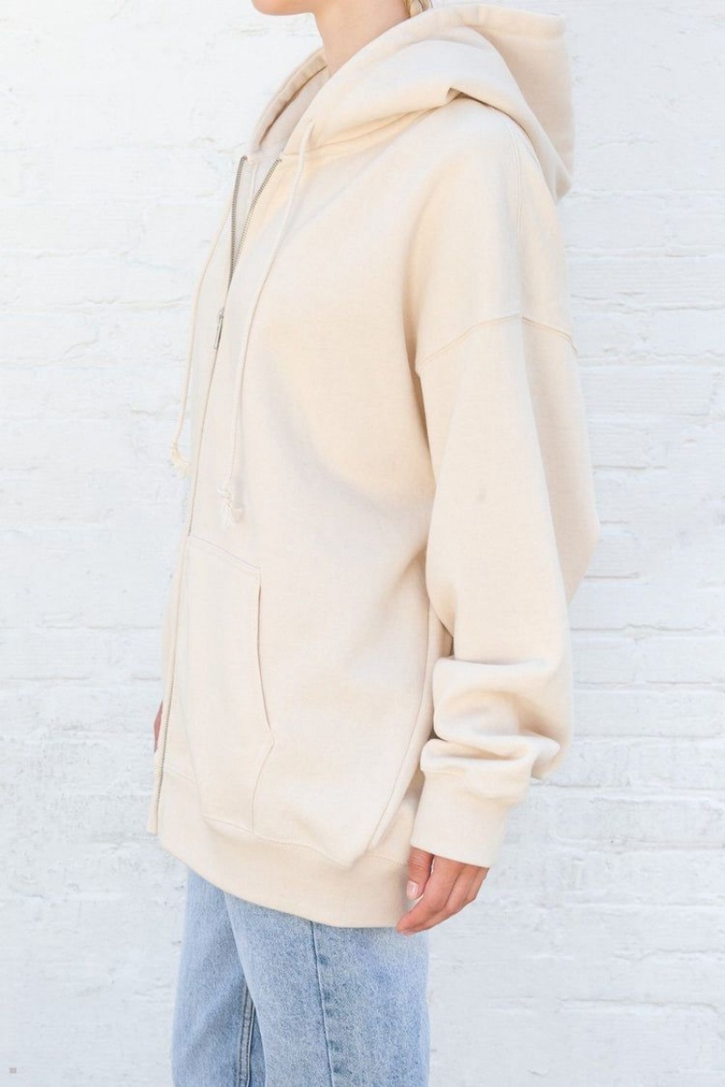 Cream Brandy Melville Christy Hoodie | USA 39471-UZWN