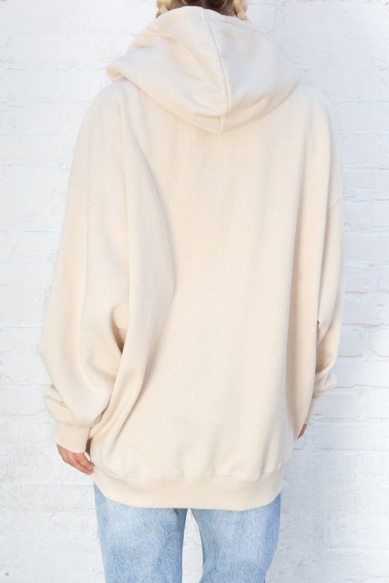 Cream Brandy Melville Christy Hoodie | USA 39471-UZWN