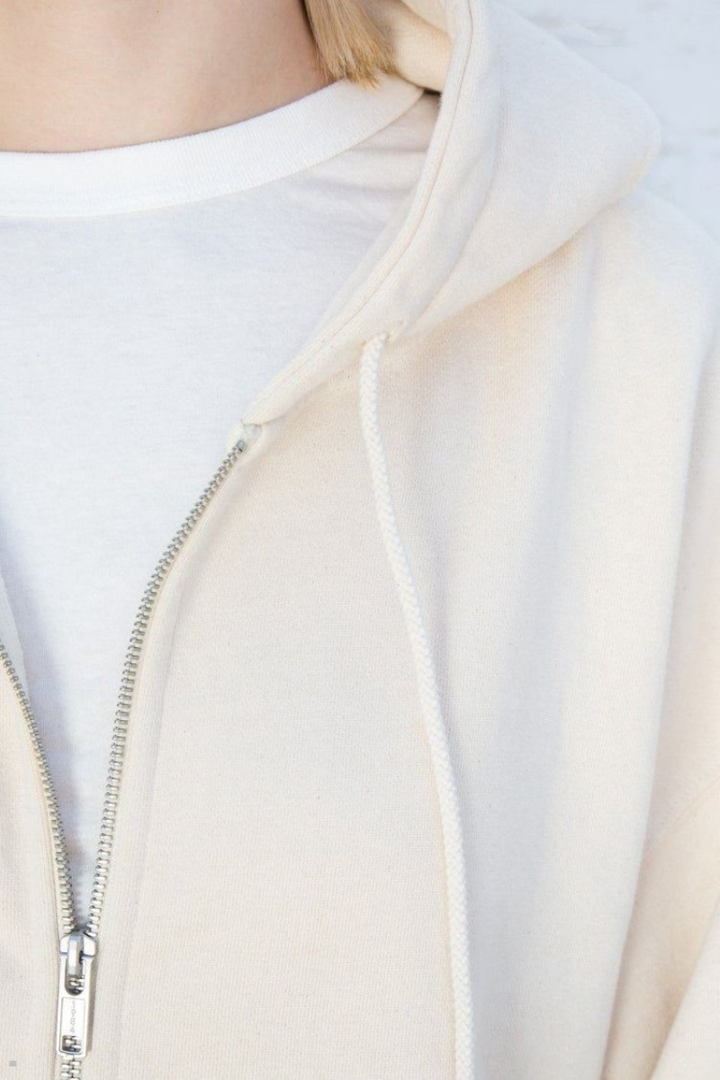 Cream Brandy Melville Christy Hoodie | USA 39471-UZWN