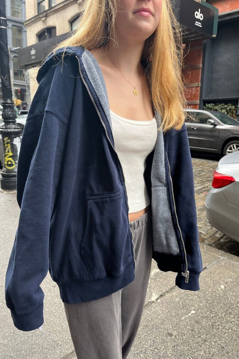 Dark Blue Brandy Melville Christy Hoodie | USA 78204-KAEO