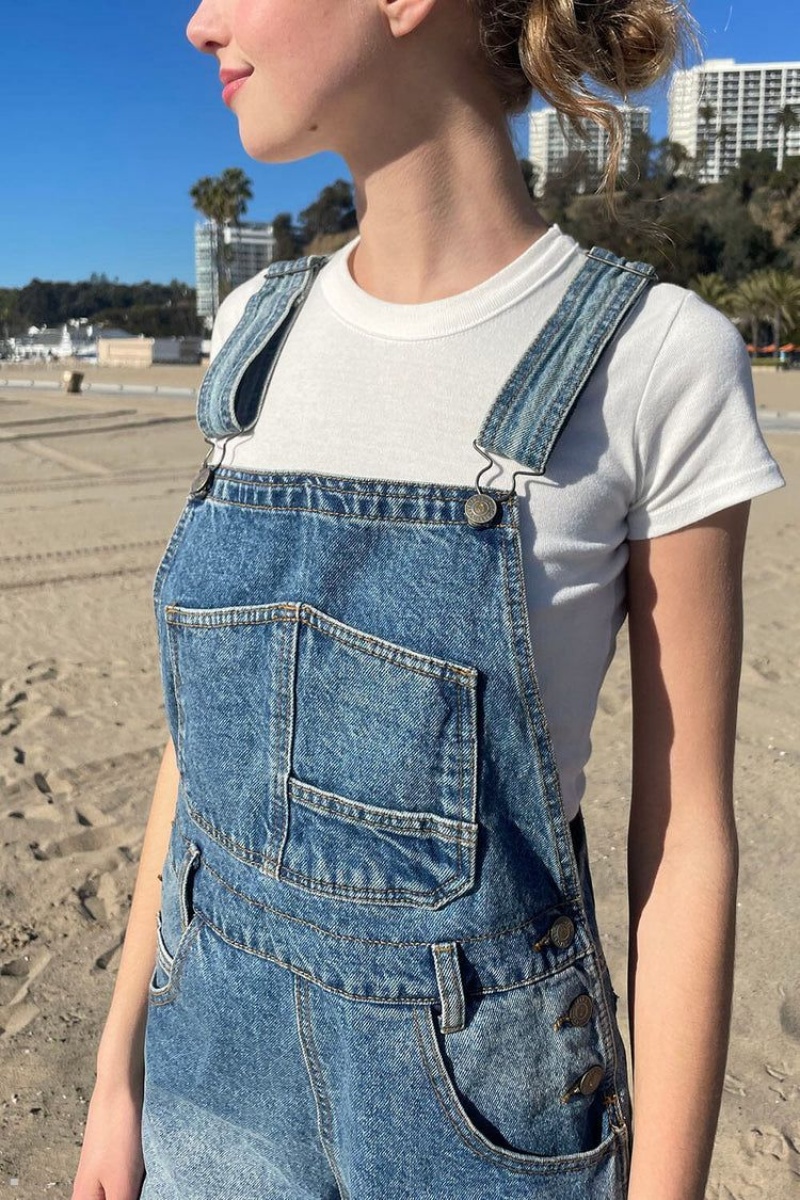 Dark Blue Brandy Melville Hayley Overall Shorts | USA 07184-QMZE