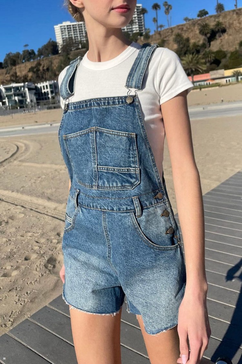 Dark Blue Brandy Melville Hayley Overall Shorts | USA 07184-QMZE