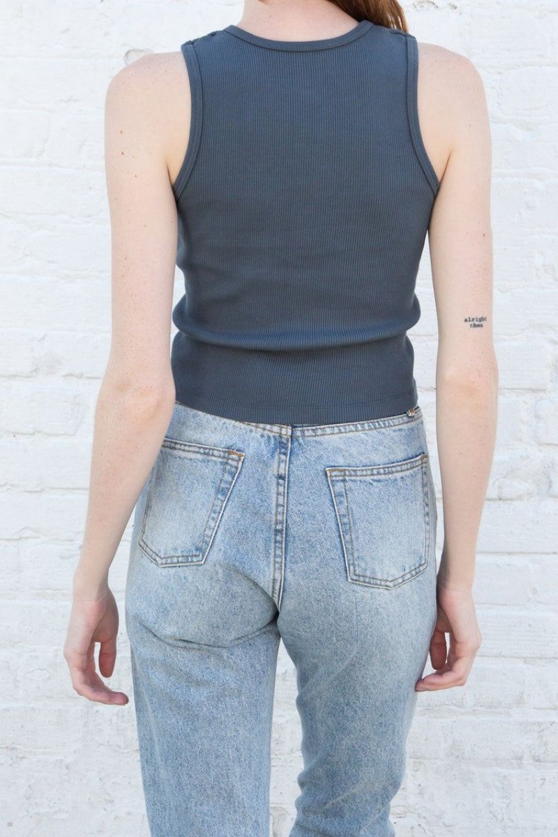 Dark Blue Brandy Melville Natasha Tank Tops | USA 47218-VDJU