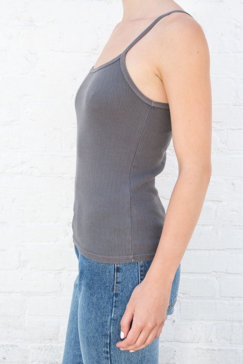 Dark Grey Brandy Melville Belle Tank Tops | USA 86034-OATJ