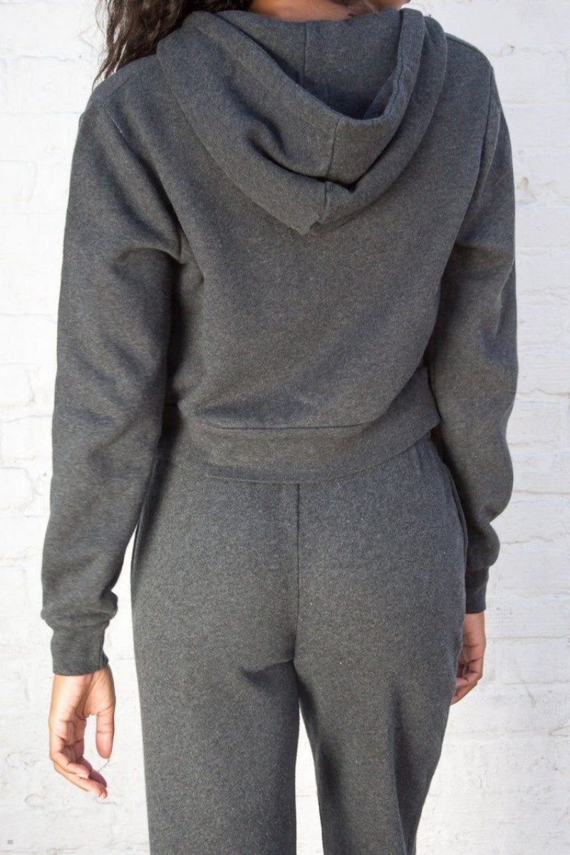 Dark Grey Brandy Melville Crystal Hoodie | USA 16389-YUEK