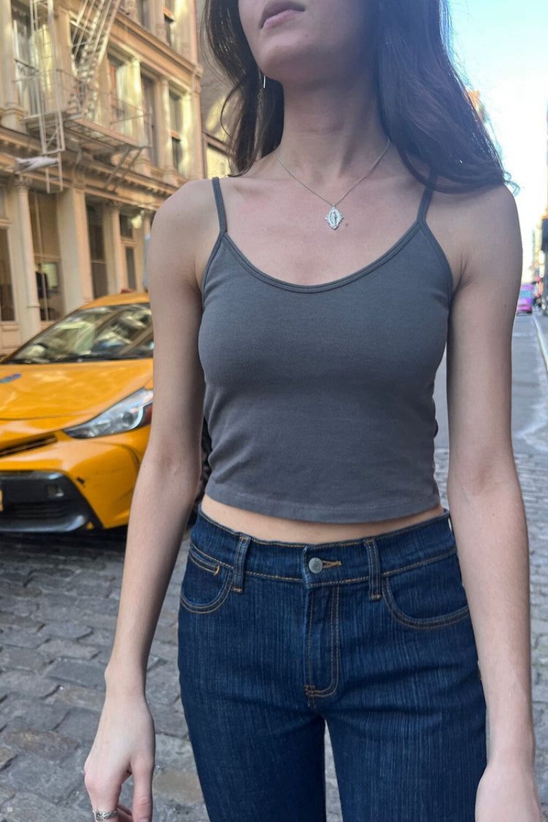 Dark Grey Brandy Melville Mirabelle Cropped Tank Tops | USA 68459-RLJT