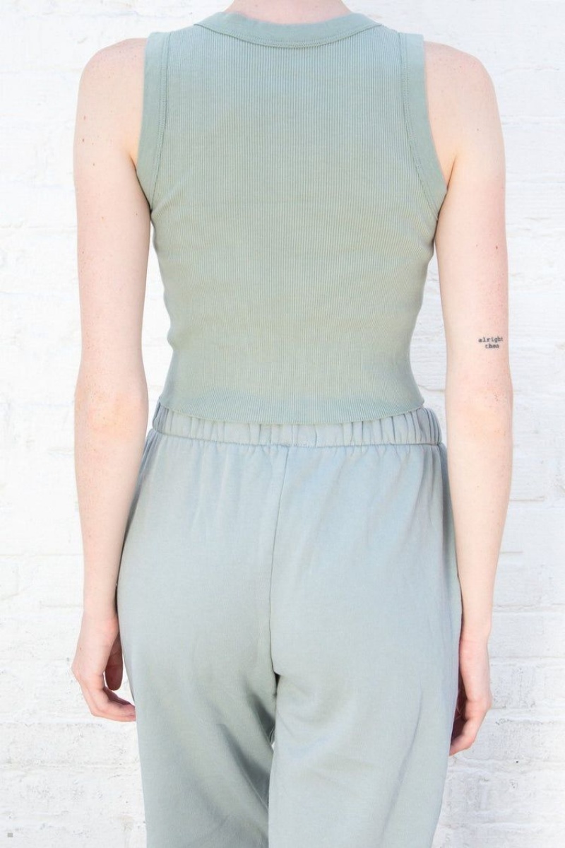 Dark Olive Brandy Melville Connor Tank Tops | USA 64305-OYMP