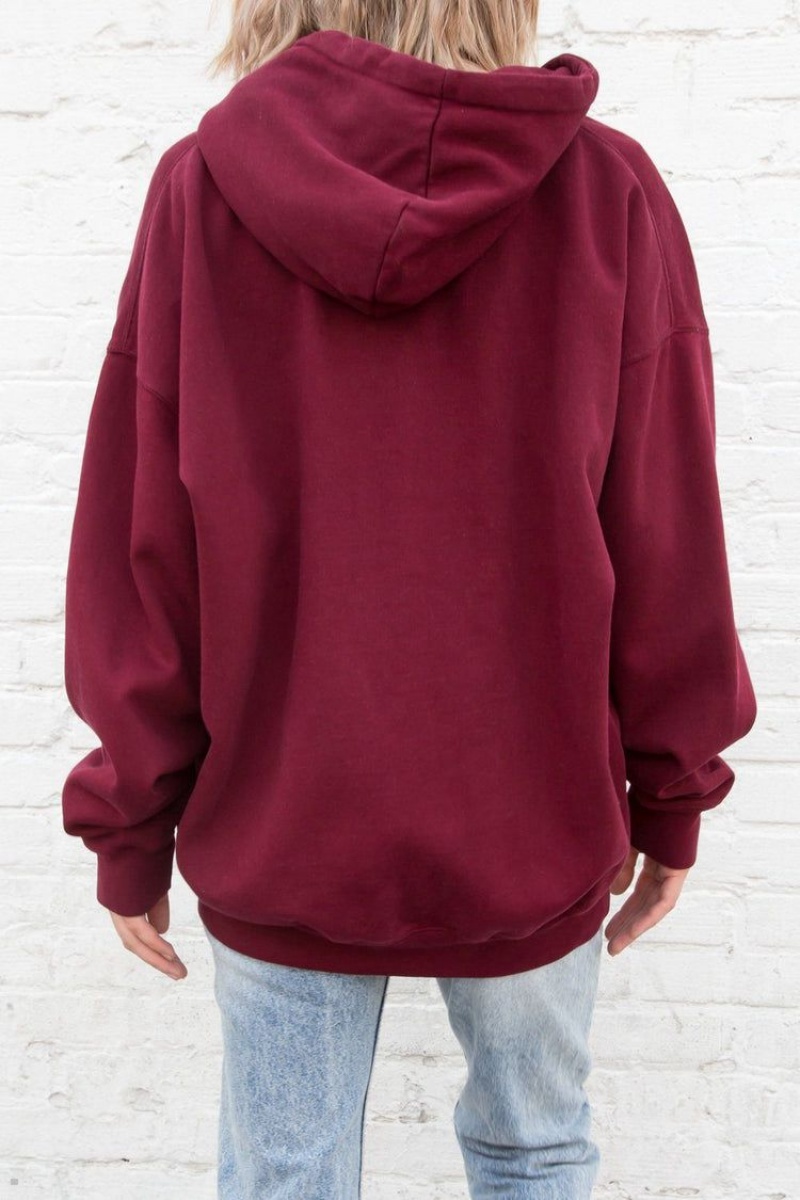 Dark Red Brandy Melville Christy Hoodie | USA 57814-JXCH