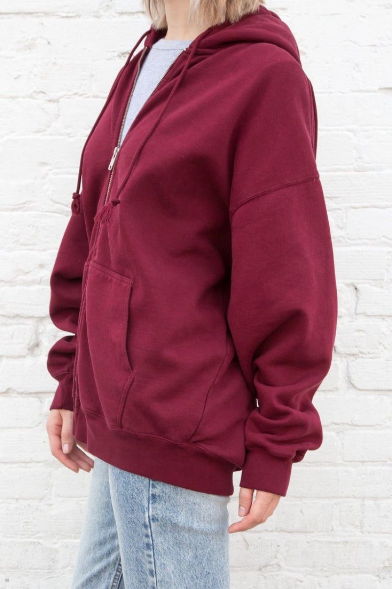 Dark Red Brandy Melville Christy Hoodie | USA 57814-JXCH