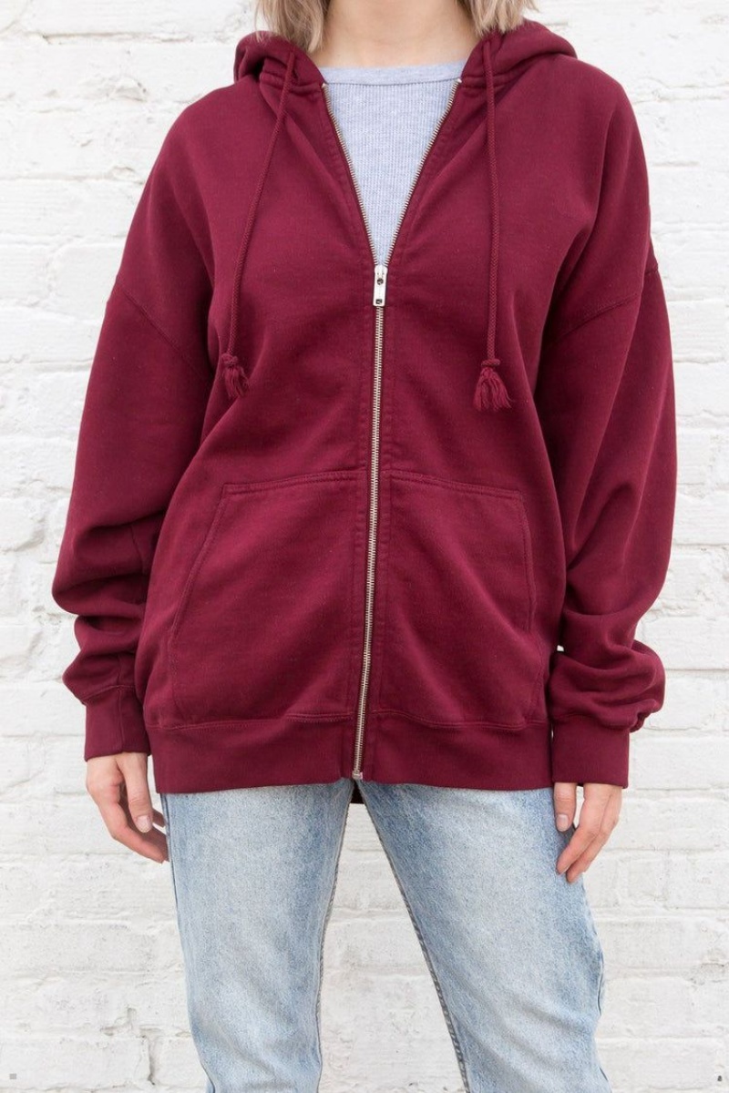 Dark Red Brandy Melville Christy Hoodie | USA 57814-JXCH