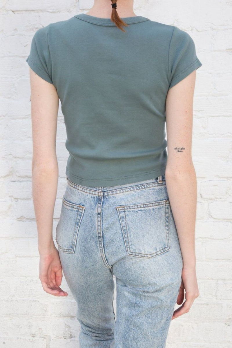 Green Brandy Melville Ashlyn Tops | USA 12530-MCFL