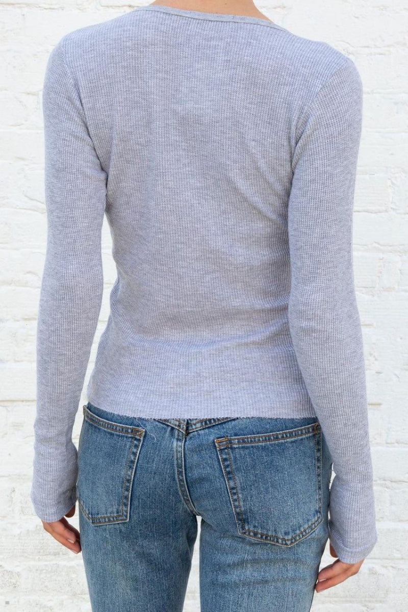 Grey Brandy Melville Ahern Thermal Long Sleeve Tops | USA 51873-UGBL