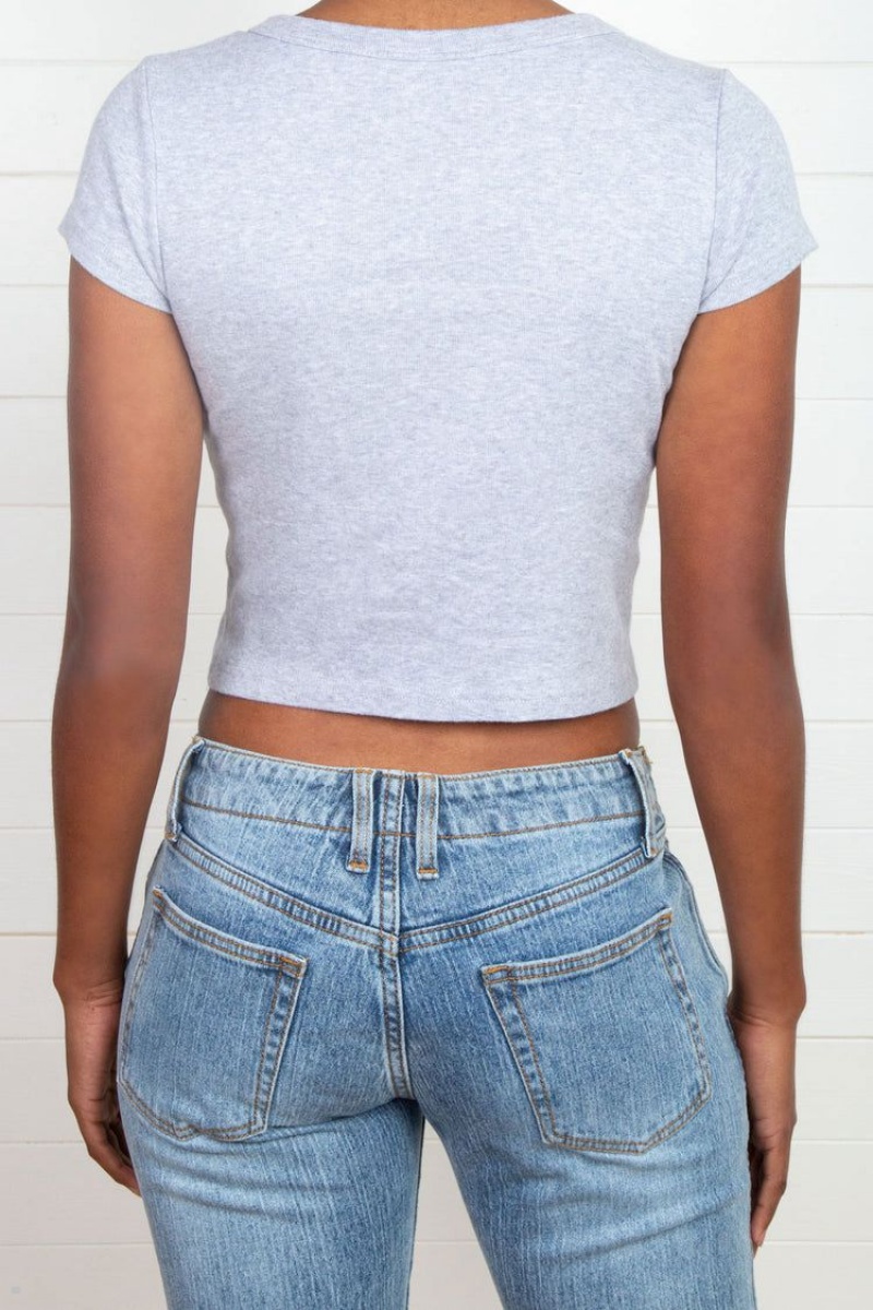 Grey Brandy Melville Ashlyn Tops | USA 86421-TNRU