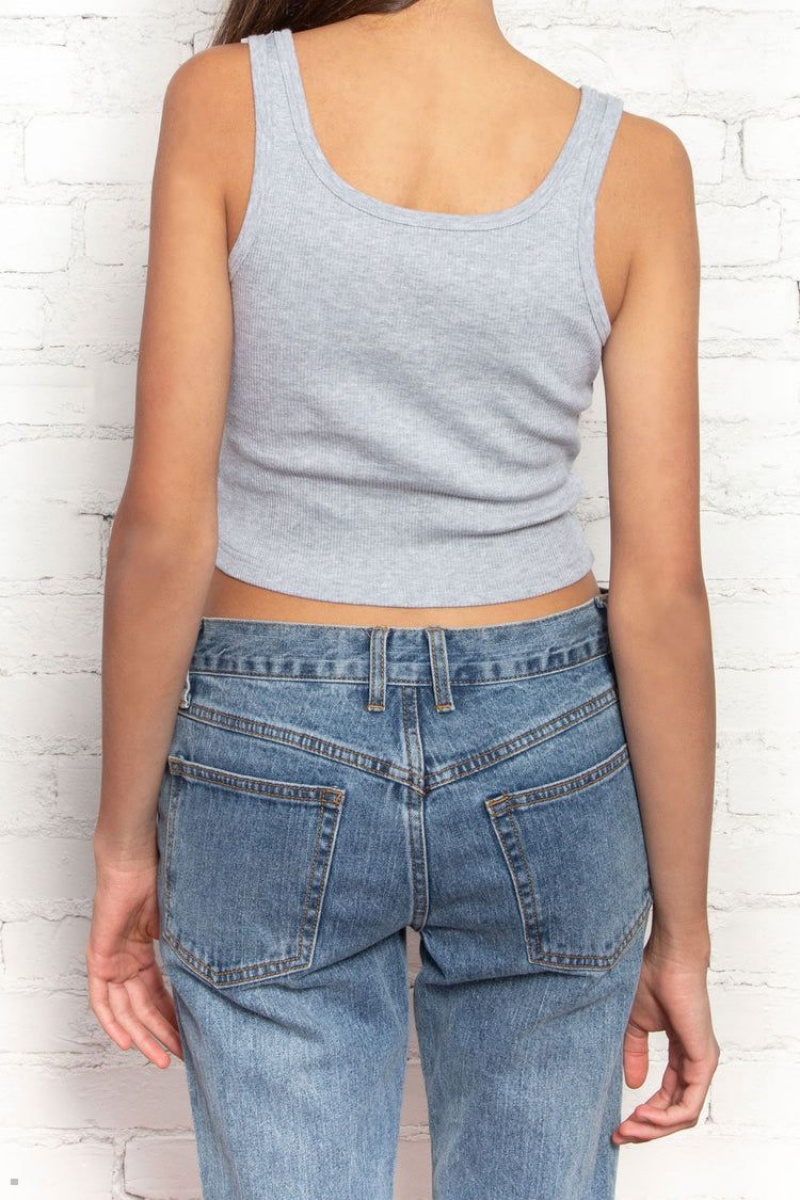 Grey Brandy Melville Dalis Cropped Tank Tops | USA 32147-JPIX