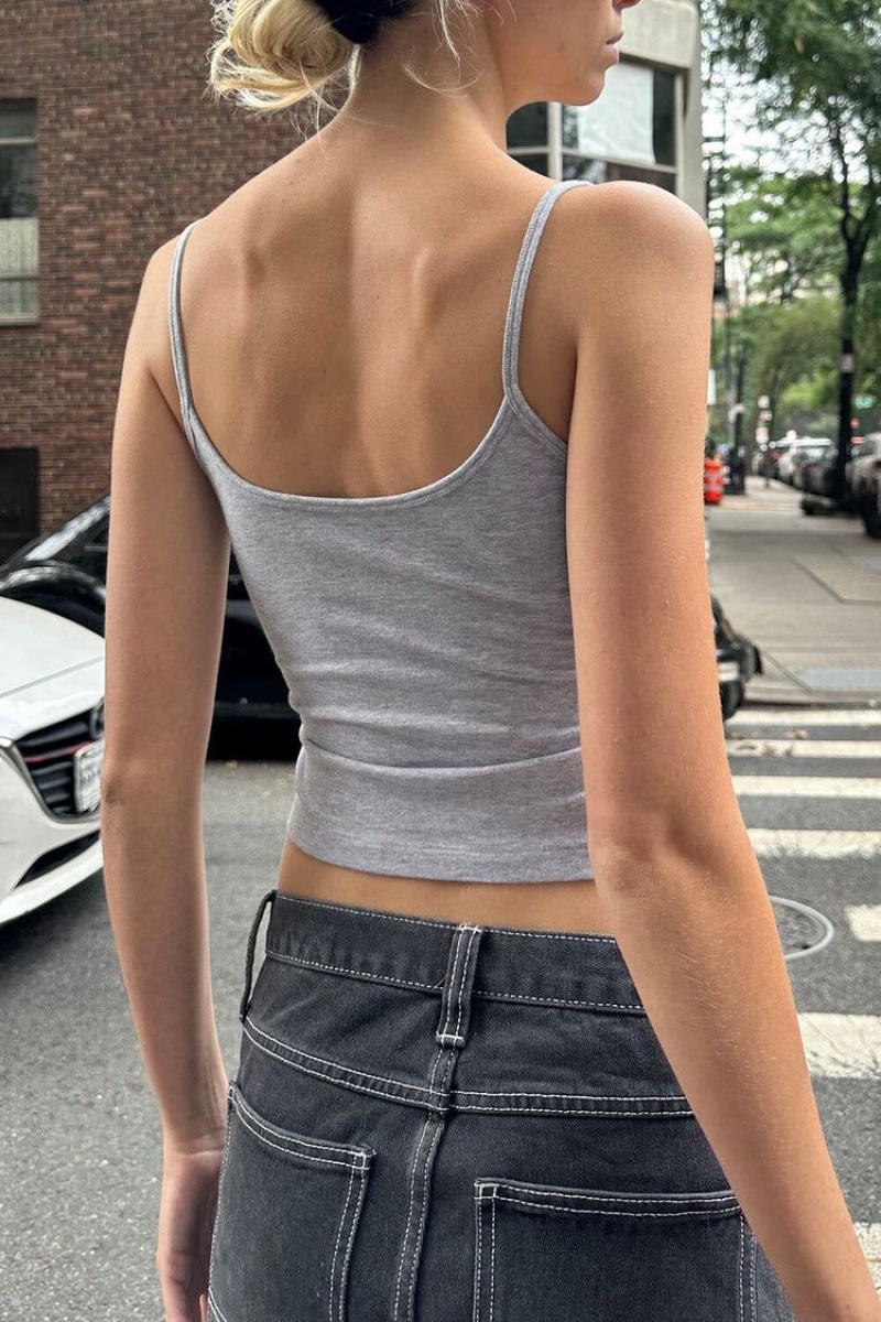 Grey Brandy Melville Mirabelle Cropped Tank Tops | USA 38257-UBWA