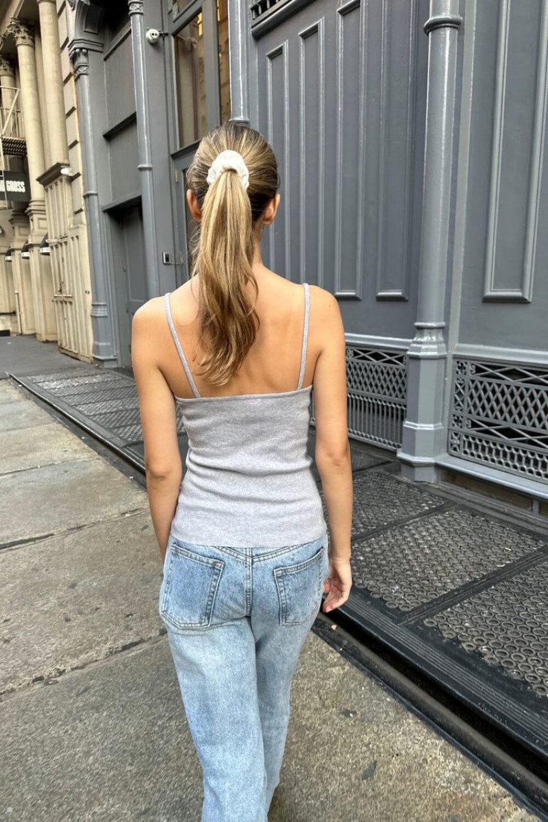 Grey Brandy Melville Nicolette Long Lace Tank Tops | USA 23109-HUPB