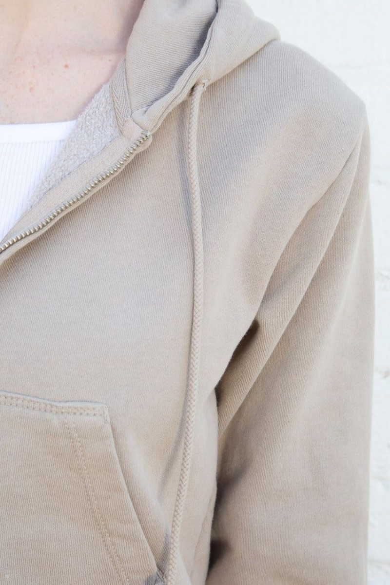 Khaki Brandy Melville Crystal Hoodie | USA 64125-MTKN