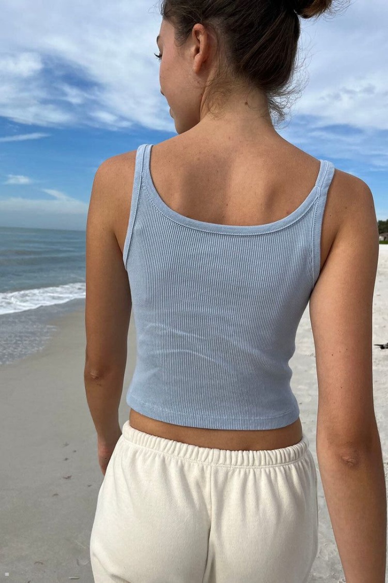 Light Blue Brandy Melville Beyonca Crop Tank Tops | USA 43108-KLFS