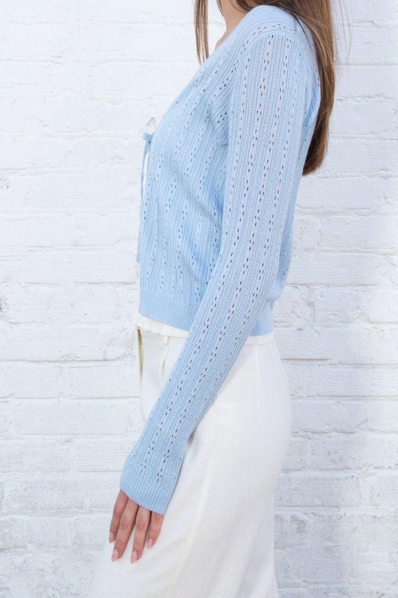 Light Blue Brandy Melville Greta Eyelet Tops | USA 86310-UMST