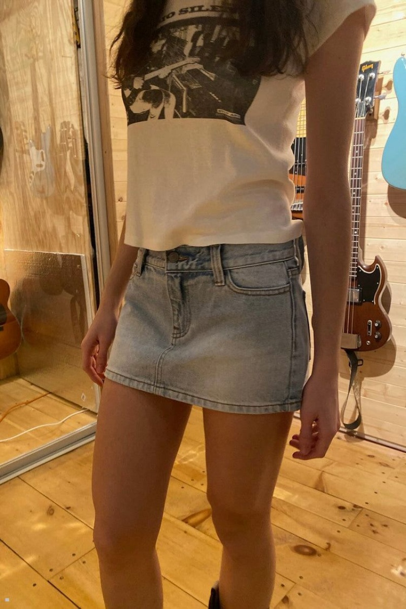 Light Blue Brandy Melville Malia Denim Mini Skirts | USA 29716-PKIV