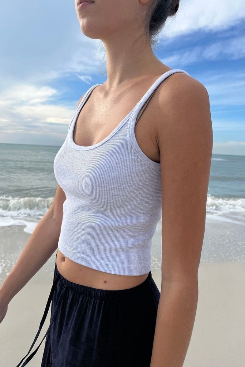 Light Grey Brandy Melville Beyonca Crop Tank Tops | USA 34802-CZHB