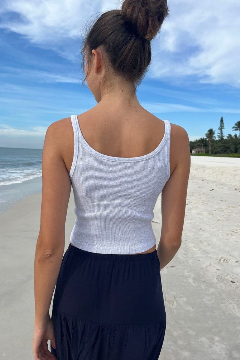 Light Grey Brandy Melville Beyonca Crop Tank Tops | USA 34802-CZHB