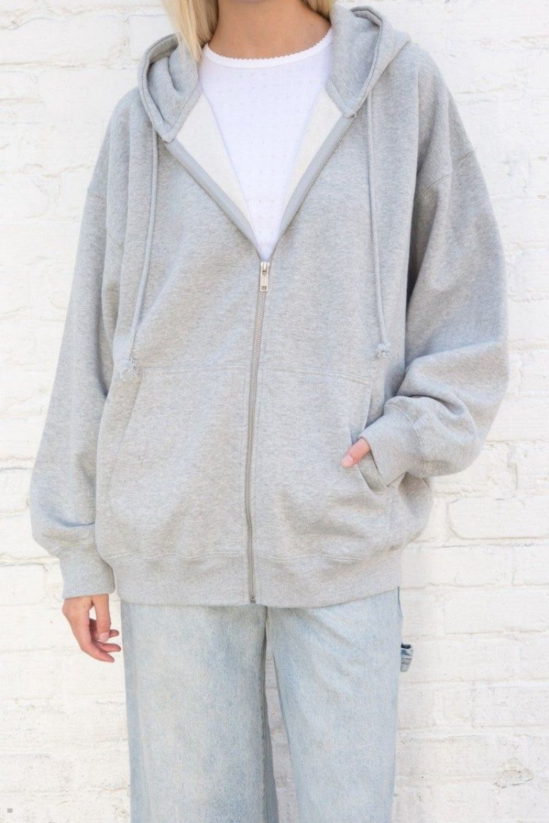 Light Grey Brandy Melville Christy Hoodie | USA 25038-CPKJ