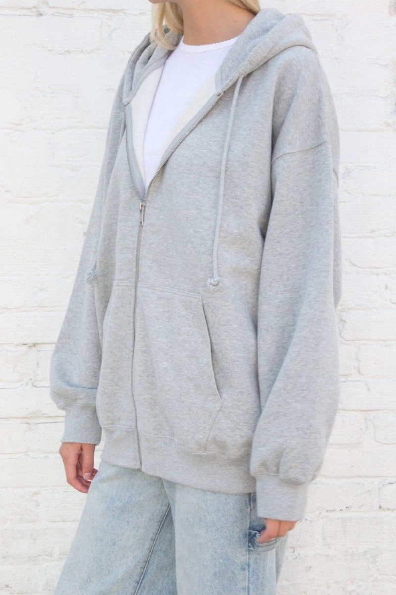 Light Grey Brandy Melville Christy Hoodie | USA 25038-CPKJ