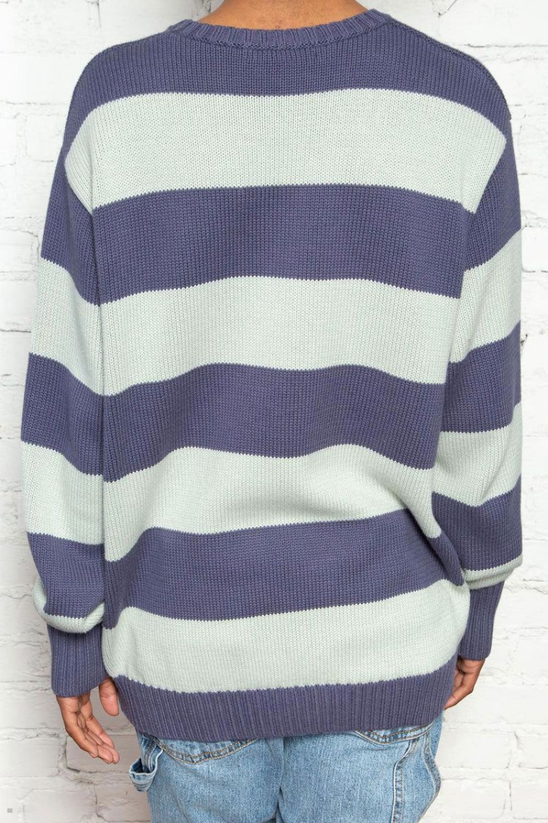 Navy Blue Brandy Melville Brianna Cotton Thick Stripe Sweaters | USA 09236-EGDF