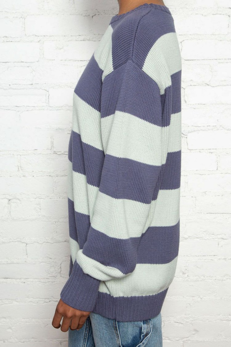 Navy Blue Brandy Melville Brianna Cotton Thick Stripe Sweaters | USA 09236-EGDF