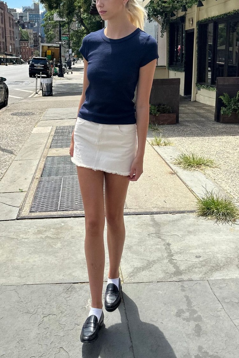 Navy Brandy Melville Hailie Basic Tops | USA 19832-ZVAL