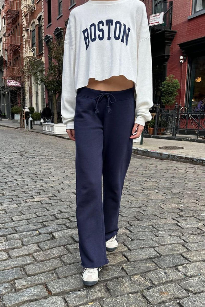 Navy Brandy Melville Rainey Cotton Sweatpants | USA 39761-KXEY