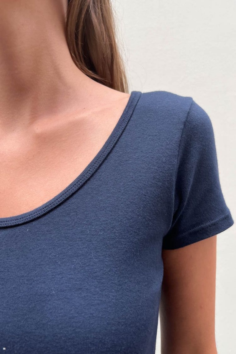 Navy Brandy Melville Zelly Basic Tops | USA 14809-UDCV