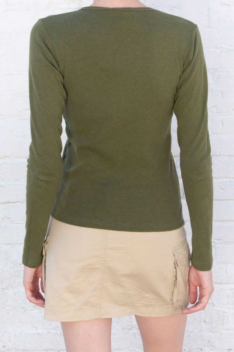 Olive Brandy Melville Leah Basic Tops | USA 69384-GOYF