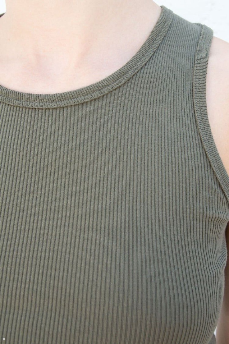 Olive Brandy Melville Natasha Tank Tops | USA 04162-IRHF