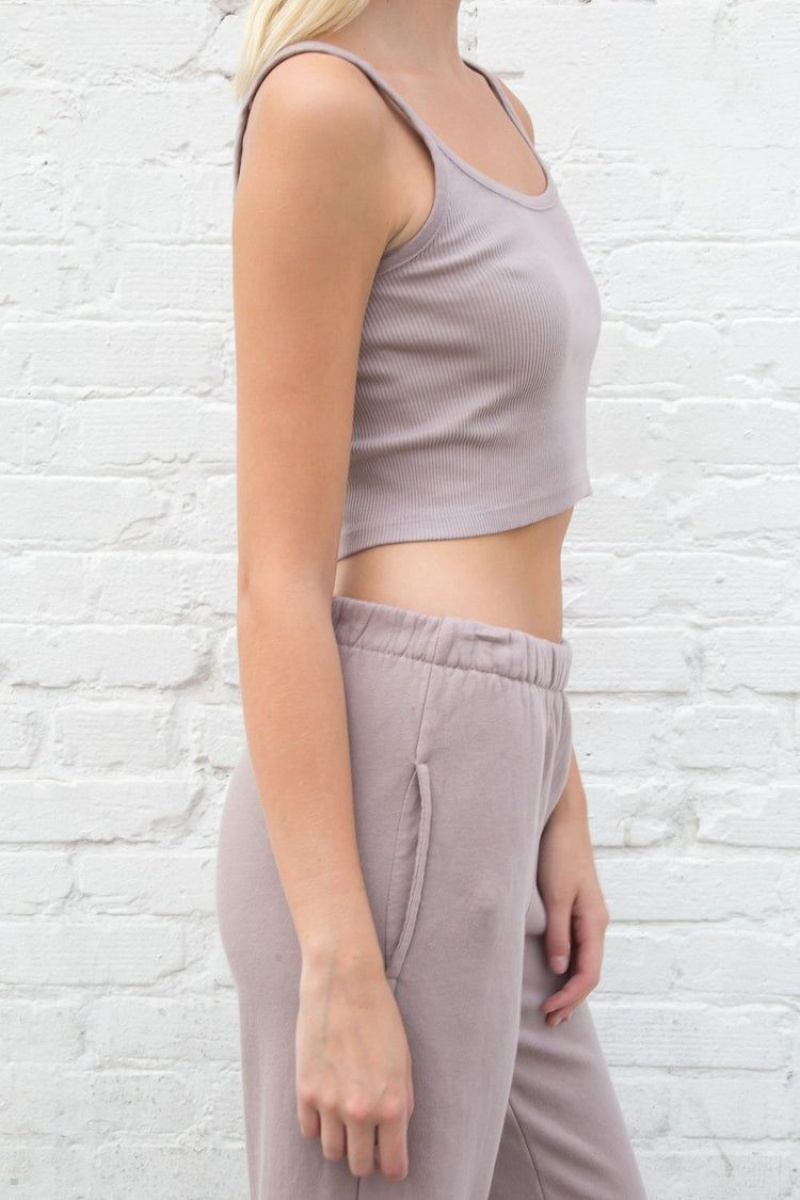 Purple Brandy Melville Beyonca Crop Tank Tops | USA 38241-YJAC