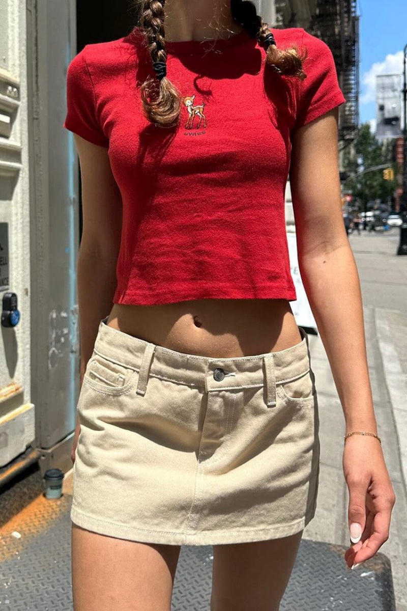 Red Brandy Melville Ashlyn Swiss Deer Tops | USA 91546-SGNR