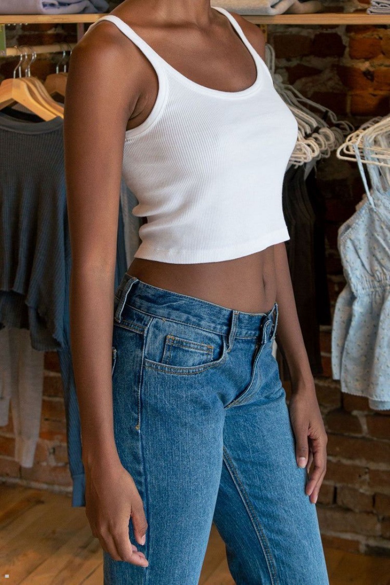 White Brandy Melville Beyonca Crop Tank Tops | USA 69503-RWVD