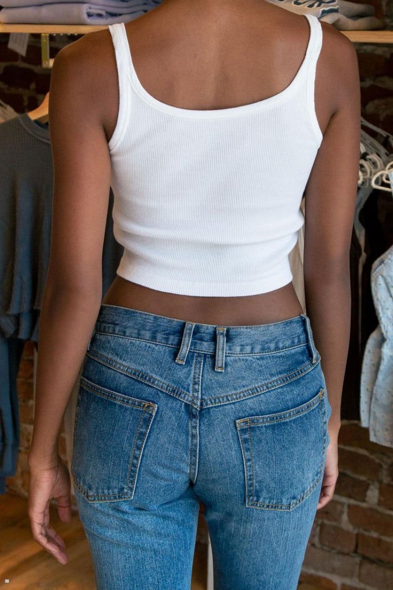 White Brandy Melville Beyonca Crop Tank Tops | USA 69503-RWVD