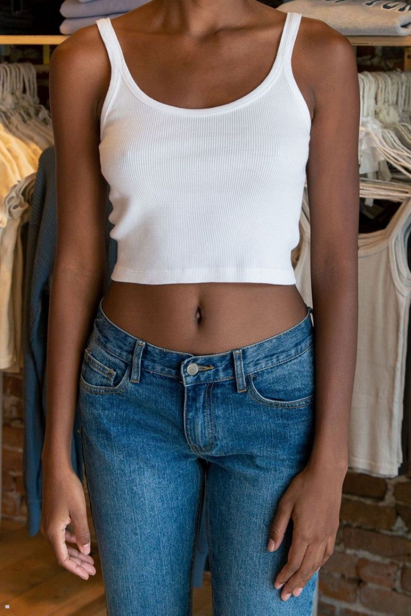 White Brandy Melville Beyonca Crop Tank Tops | USA 69503-RWVD