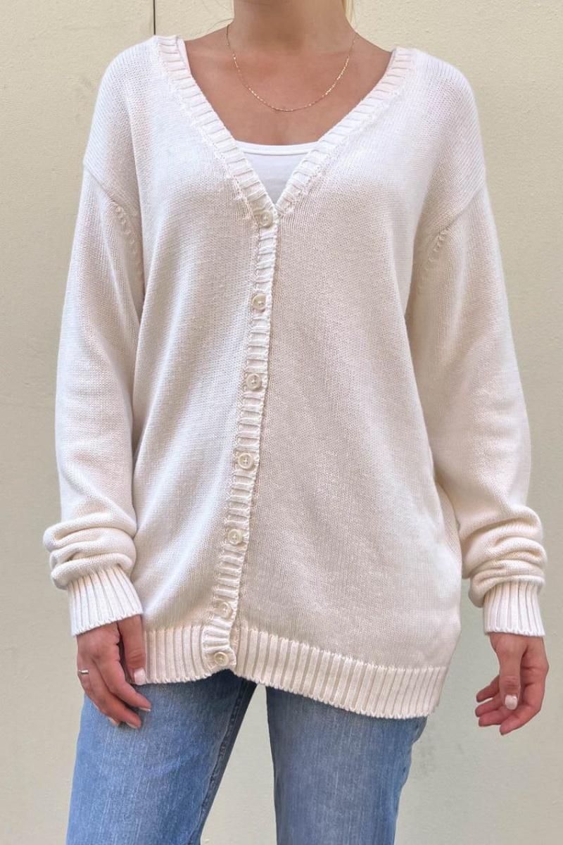 White Brandy Melville Coraline Cotton Sweaters | USA 46259-ATNP