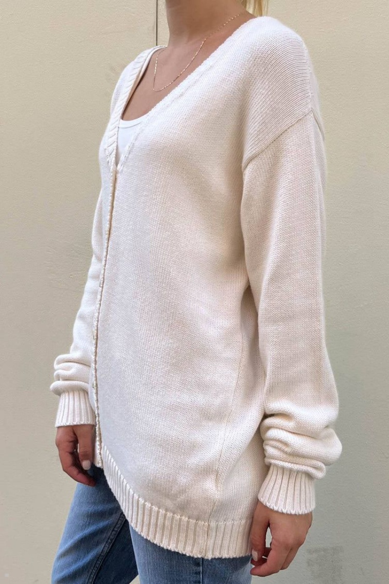 White Brandy Melville Coraline Cotton Sweaters | USA 46259-ATNP