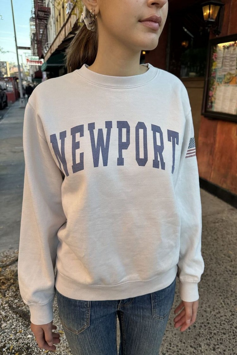 White Brandy Melville Erica Newport Sweatshirts | USA 84567-DIBJ