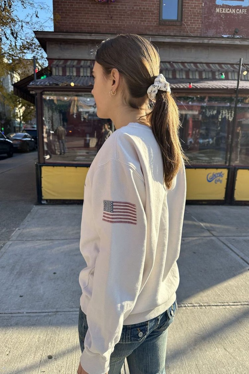 White Brandy Melville Erica Newport Sweatshirts | USA 84567-DIBJ