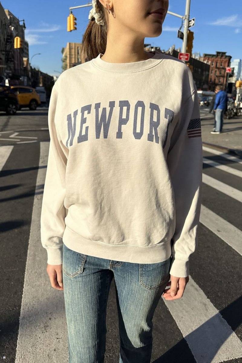 White Brandy Melville Erica Newport Sweatshirts | USA 84567-DIBJ