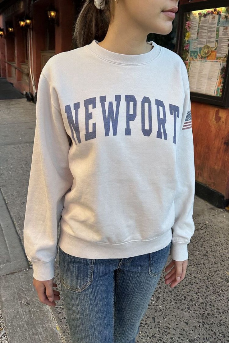 White Brandy Melville Erica Newport Sweatshirts | USA 84567-DIBJ